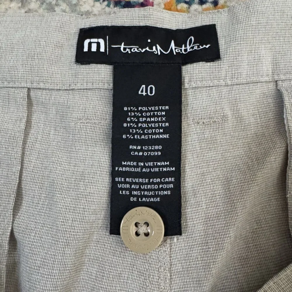 Travis Mathew Men's Size 40 Heathered Tan Flat Front Casual Chino‎ Shorts